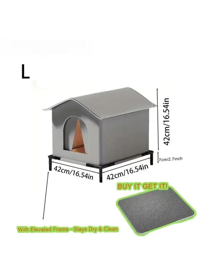 Large All Weather Heavy Duty Oxford Fabric Cat House With Thermal Pad - Image 5